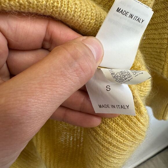 Brunello Cucinelli Mustard Yellow Mohair Blend Knit Sweater Turtleneck Size S - Picture 9 of 11